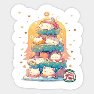 Kawaii Lazy Sleeping Cats Catmas Tree Cat Christmas Sticker